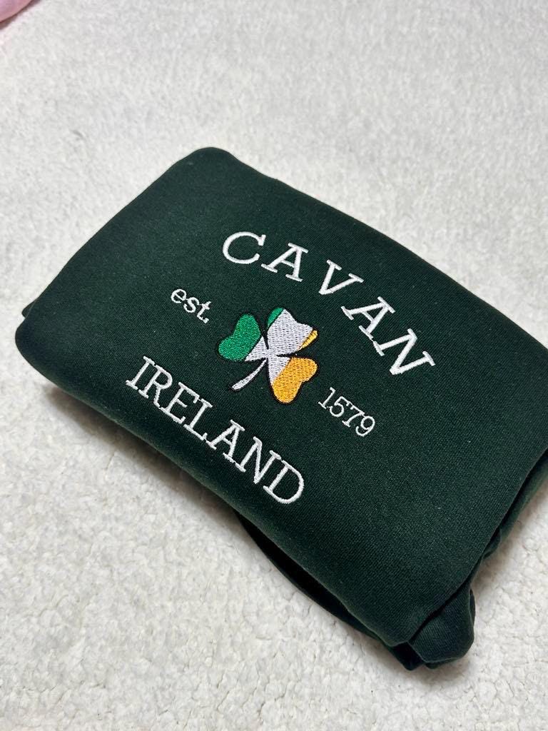 Cavan Ireland embroidered sweatshirt; Cavanembroidered crewneck. Holiday/ Christmas gift for her/him.